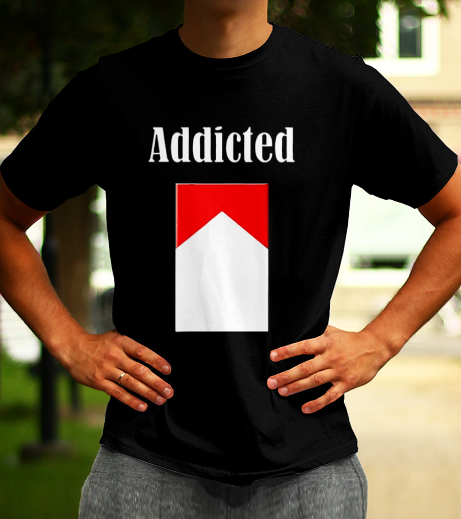Addicted Cigarette Box Red And White T-Shirt