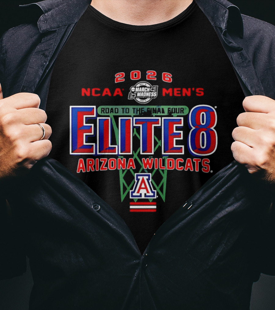 2026 NCAA Men's Basketball Elite 8 Arizona Wildcats Road To The Final Four T-Shirt
