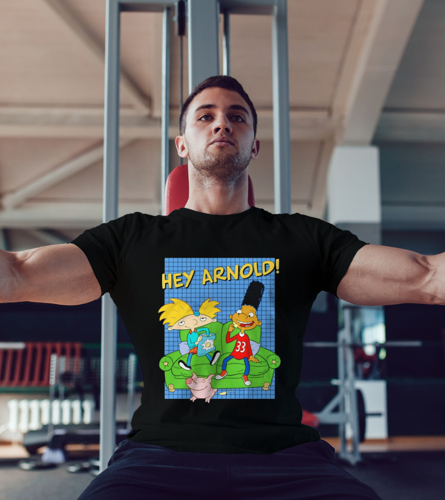 Hey Arnold Gerald And Abner Football Cartoon Couch Sitting T-Shirt