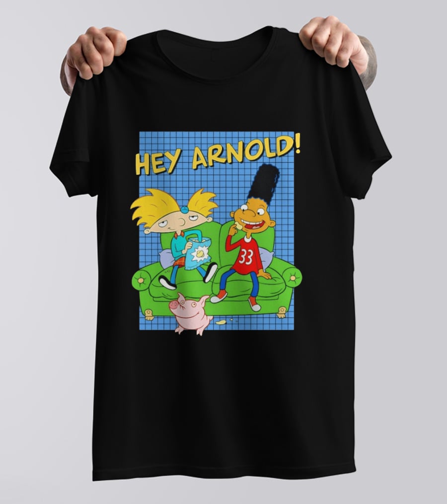Hey Arnold Gerald And Abner Football Cartoon Couch Sitting T-Shirt