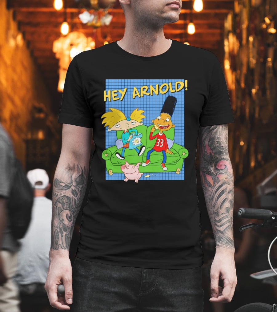 Hey Arnold Gerald And Abner Football Cartoon Couch Sitting T-Shirt