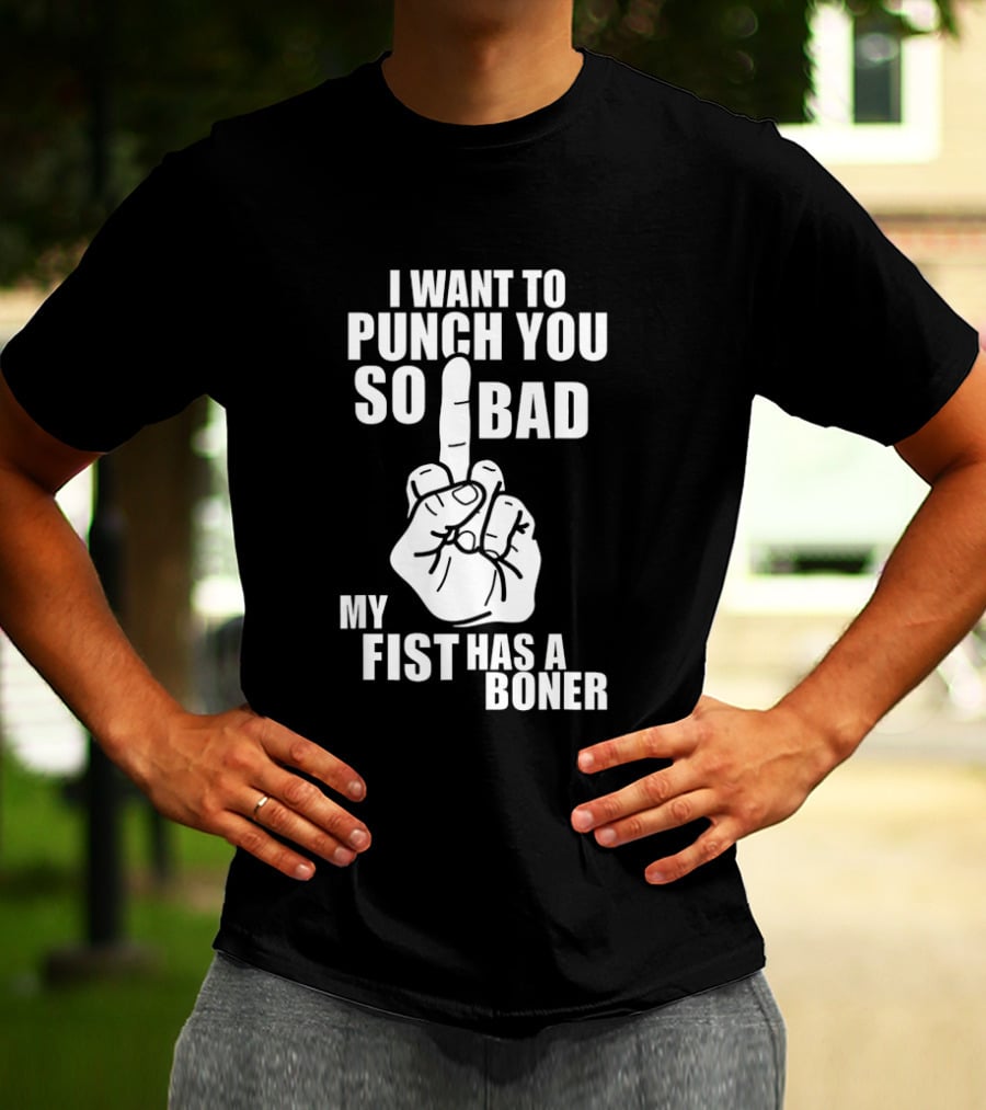 I Want To Punch You So Bad My Fist Has A Boner Middle Finger Gesture T-Shirt