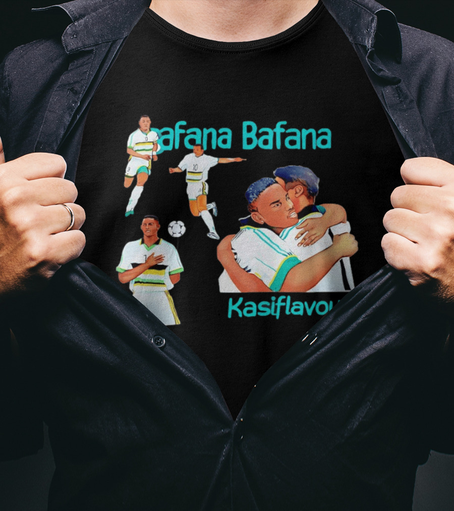 Bafana Bafana Kasi Flavour South African Football Players With Soccer Ball And Embrace T-Shirt