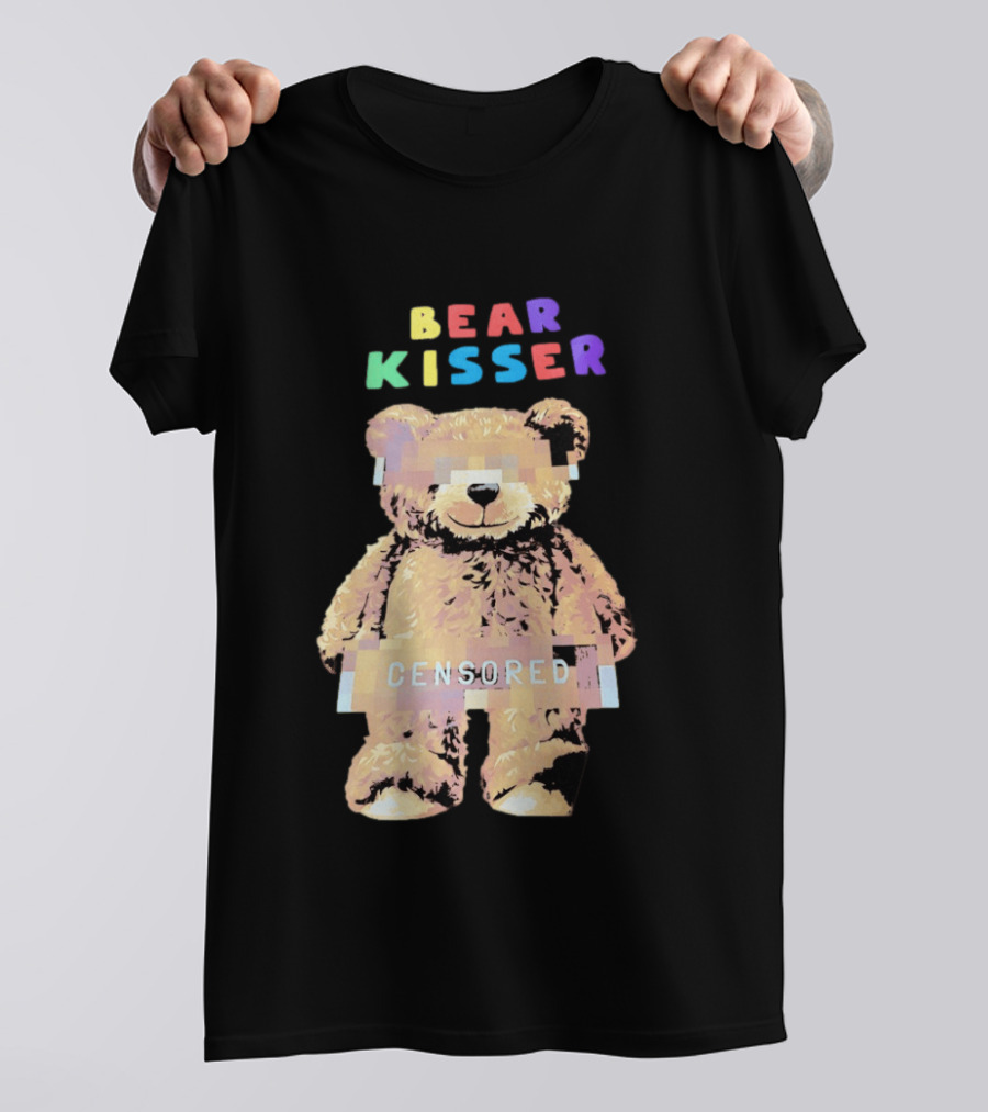 Bear Kisser Censored Pixelated Teddy Bear T-Shirt