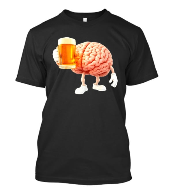 Brain Holding Beer Meme Fun Drinking Humor T-Shirt