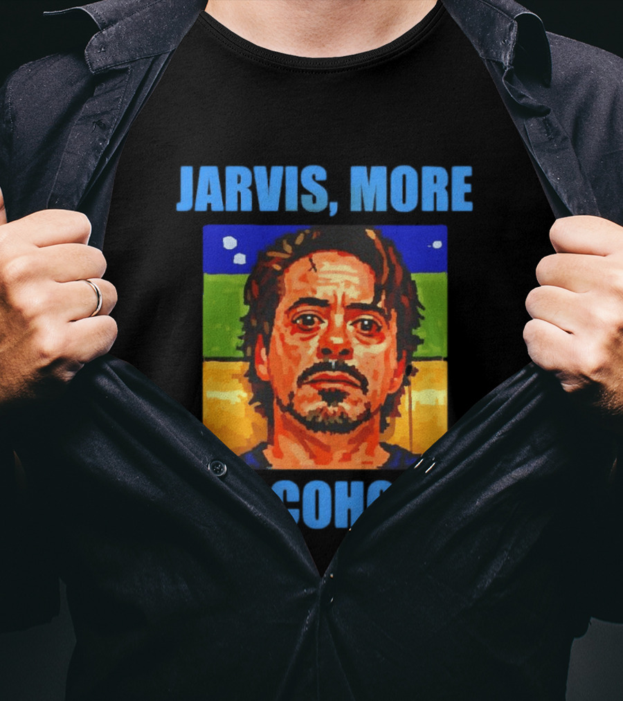 Jarvis More Alcohol Meme Iron Man Portrait Pop T-Shirt
