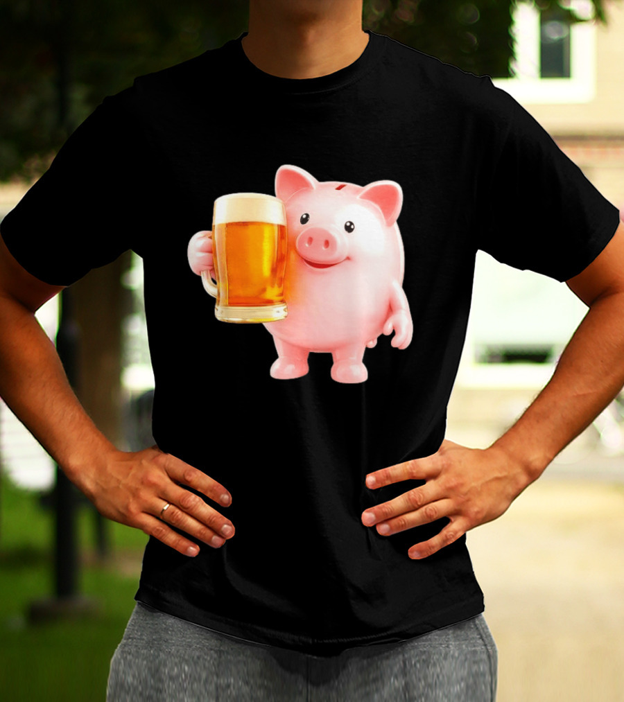 Piggy Bank With Beer Save Money Concept T-Shirt
