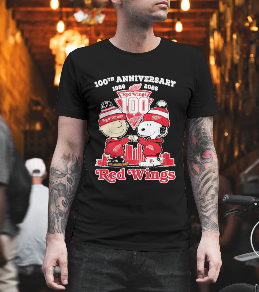 Charlie Brown Snoopy Red Wings 100th Anniversary 1926 2026 T-Shirt