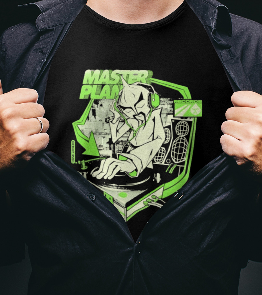 Chop Chop Master Onion Master Plan Records DJ Turntable Headphones T-Shirt