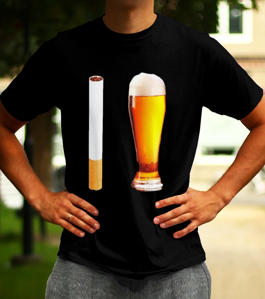 Cigarette And Beer Combo Classic Symbolic Pair T-Shirt