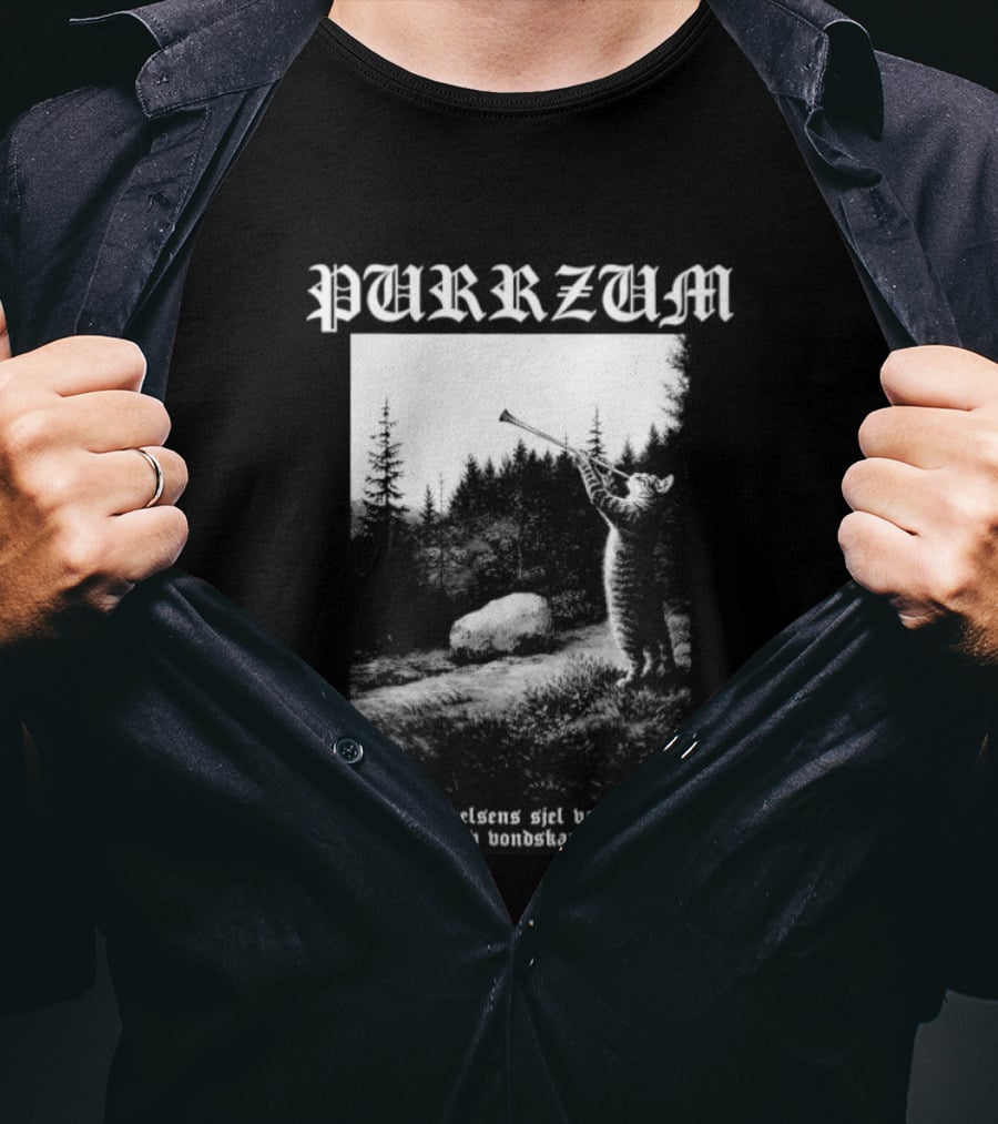 Purrzum Skikkelsens Sjel Var En Katt En Katt Av Vondskapens Makt Filosofem T-Shirt