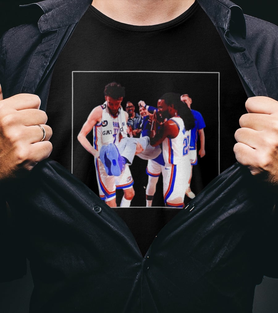 Oklahoma City Thunder Gallo Chet Holmgren Team Celebration T-Shirt