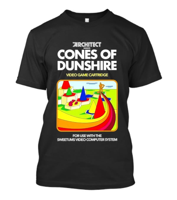 Architect Cones Of Dunshire Video Game Cartridge For Use With The Sweetums Video Computer System T-Shirt