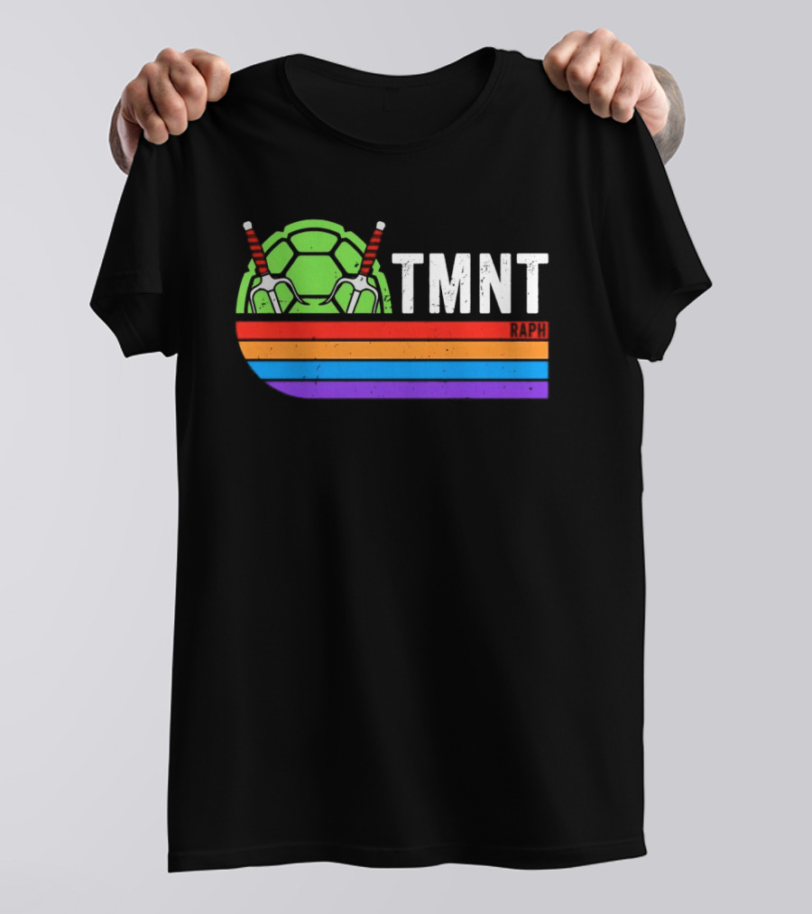 TMNT Raphael Raph Turtle Shell Sai Weapons Rainbow T-Shirt