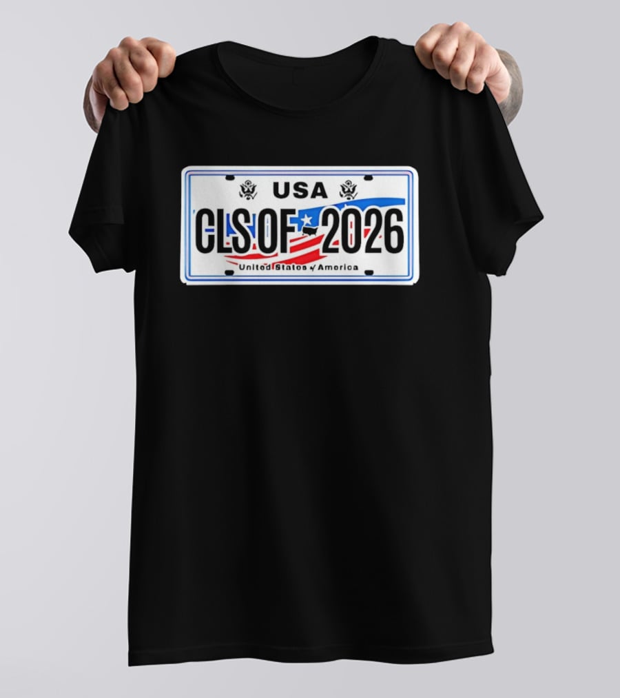 USA Class Of 2026 American Flag Graduation License Plate T-Shirt