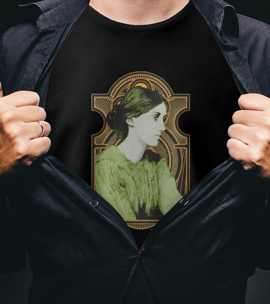 Virginia Woolf Nouveau Art Deco Style Green Dress T-Shirt
