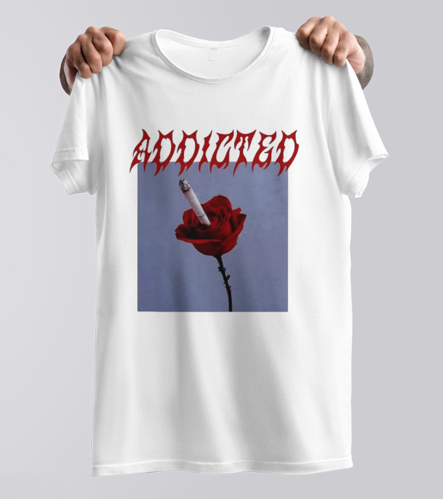 Addicted Smoking Roses Metal Aesthetic T-Shirt