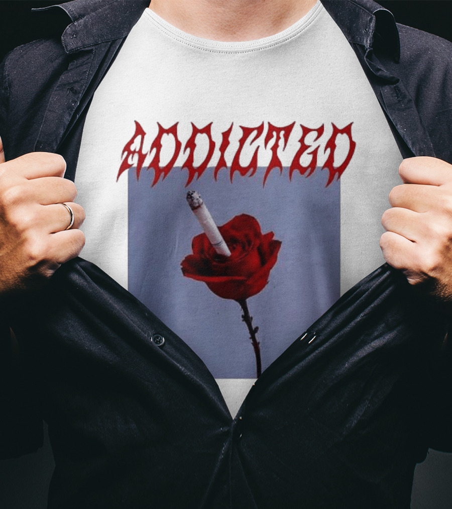 Addicted Smoking Roses Metal Aesthetic T-Shirt