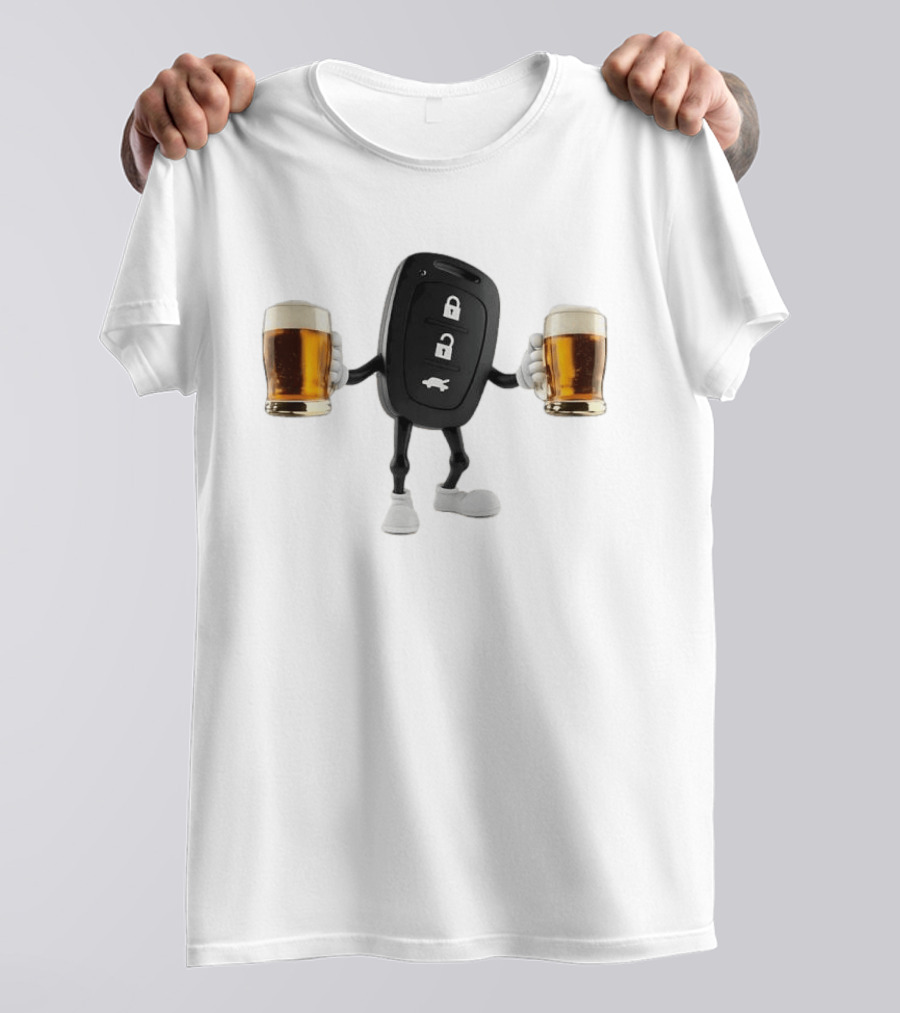 Car Keys Holding Two Beers Do Not Drink Alcohol When Driving Safety Reminder T-Shirt
