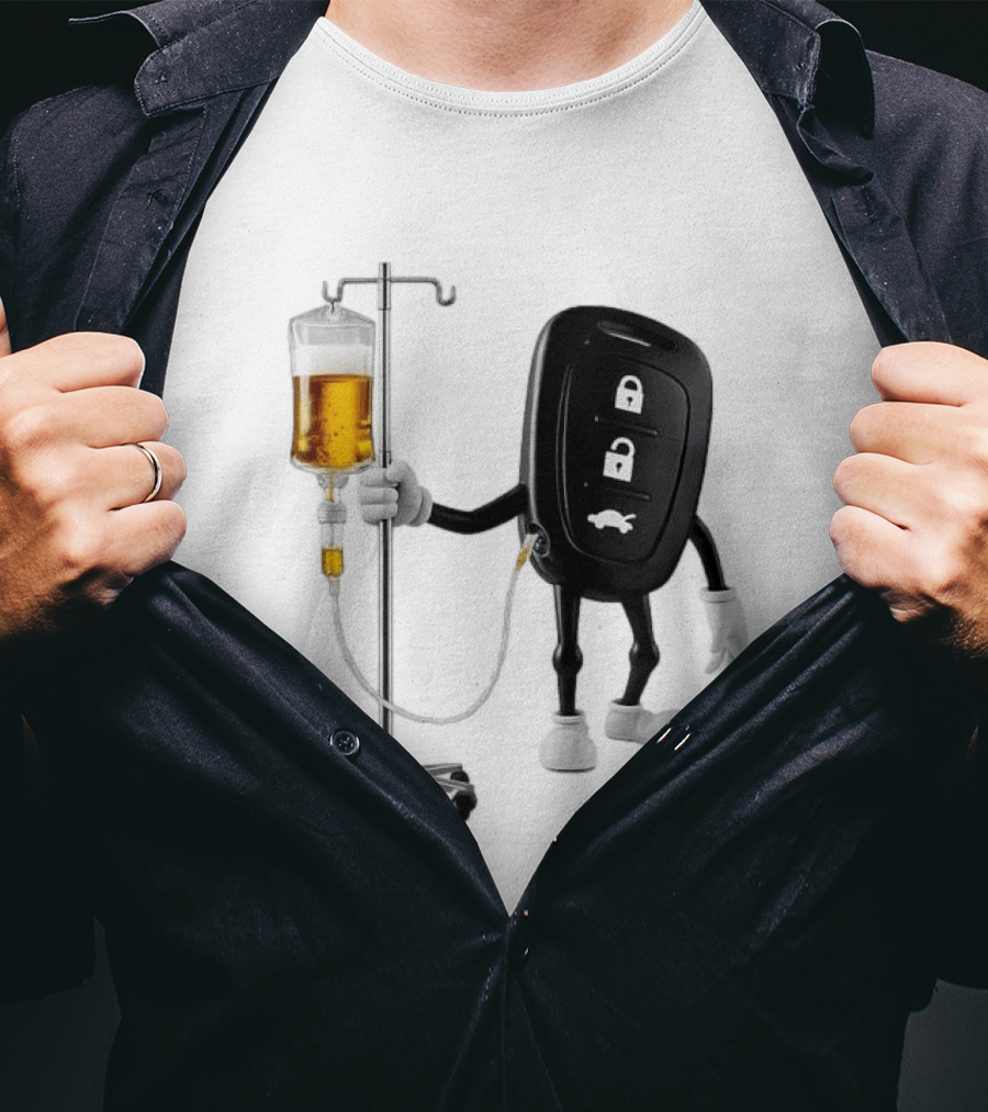Car Keys With IV Beer Do Not Drink Alcohol When Driving Warning T-Shirt