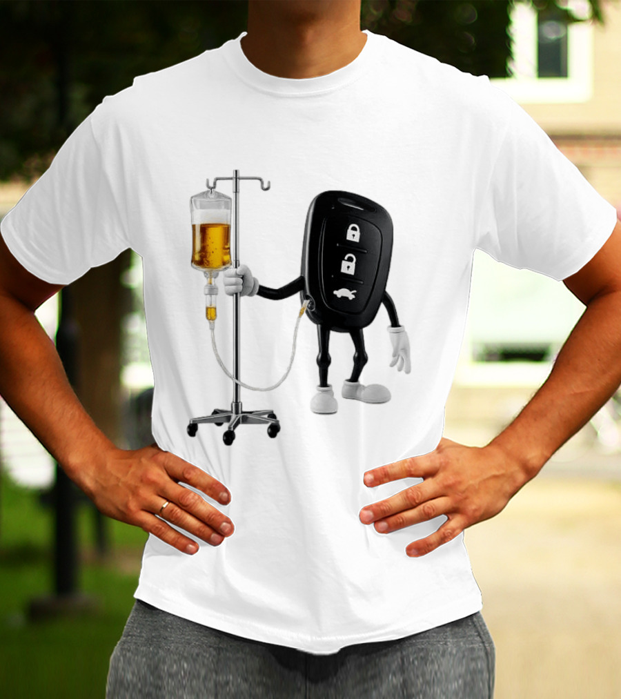 Car Keys With IV Beer Do Not Drink Alcohol When Driving Warning T-Shirt