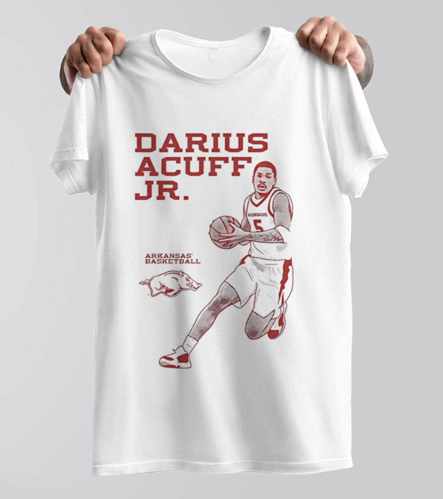 Darius Acuff Jr Arkansas Razorbacks Basketball Player Monochrome T-Shirt