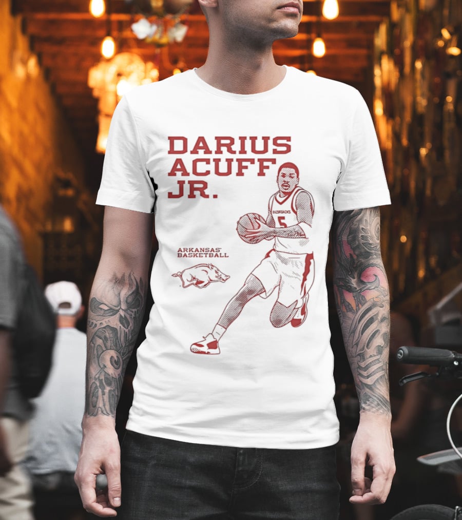 Darius Acuff Jr Arkansas Razorbacks Basketball Player Monochrome T-Shirt