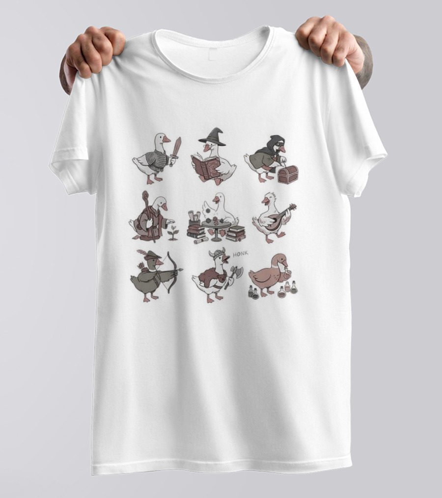 Goose RPG Cartoon Adventure Characters Multiclass T-Shirt