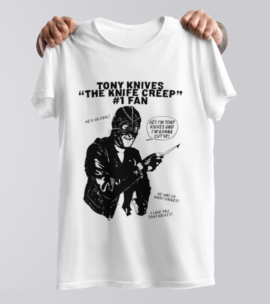 Tony Knives The Knife Creep Volume One Leather Jacket Mysterious True Crime Legendary Horror Movie Night Stalk Western Adventure T-Shirt