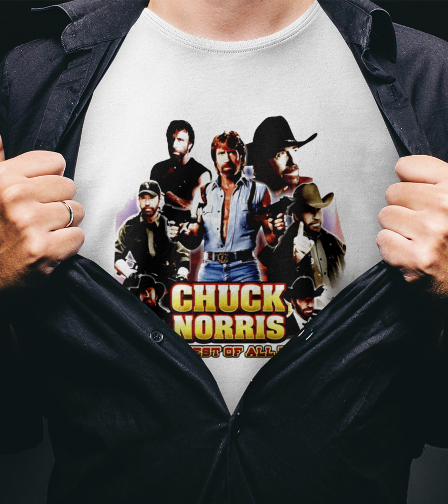 Chuck Norris Greatest Of All Time Retro Collage T-Shirt