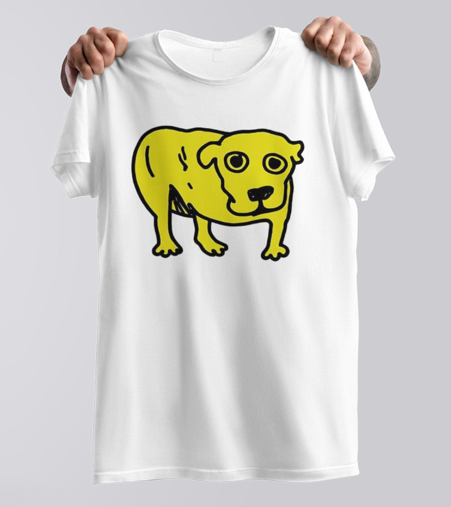 Tripod Dog Doodle Minimalist Yellow Canine Drawing T-Shirt
