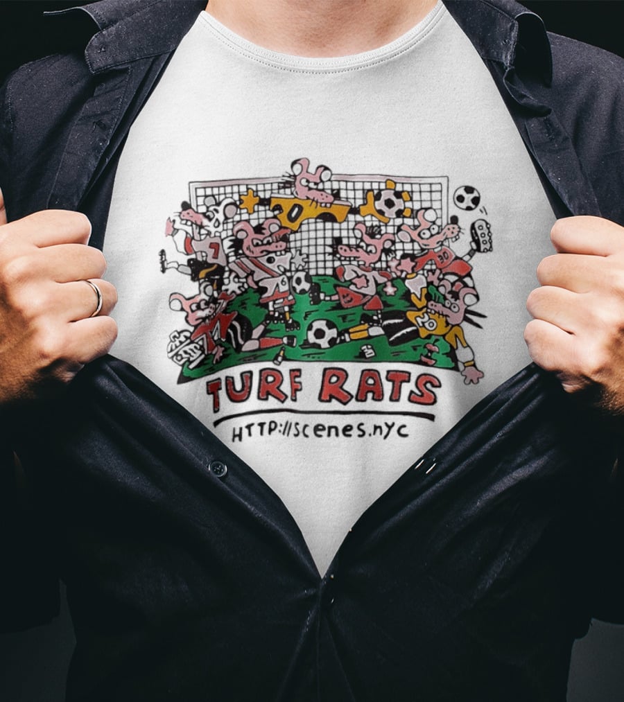 Turf Rats Soccer Match Cartoon Httpwscenes.nyc T-Shirt