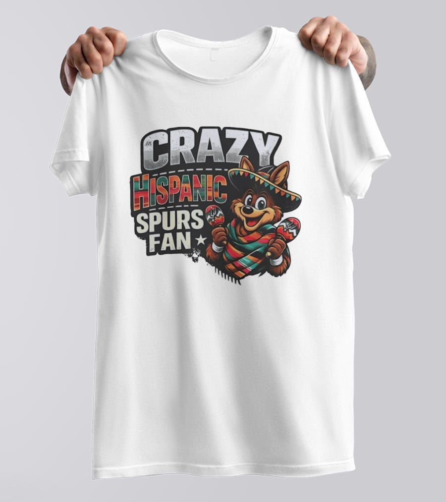 San Antonio Spurs Crazy Hispanic Spurs Fan Fiesta Coyote With Sombrero And Maracas T-Shirt