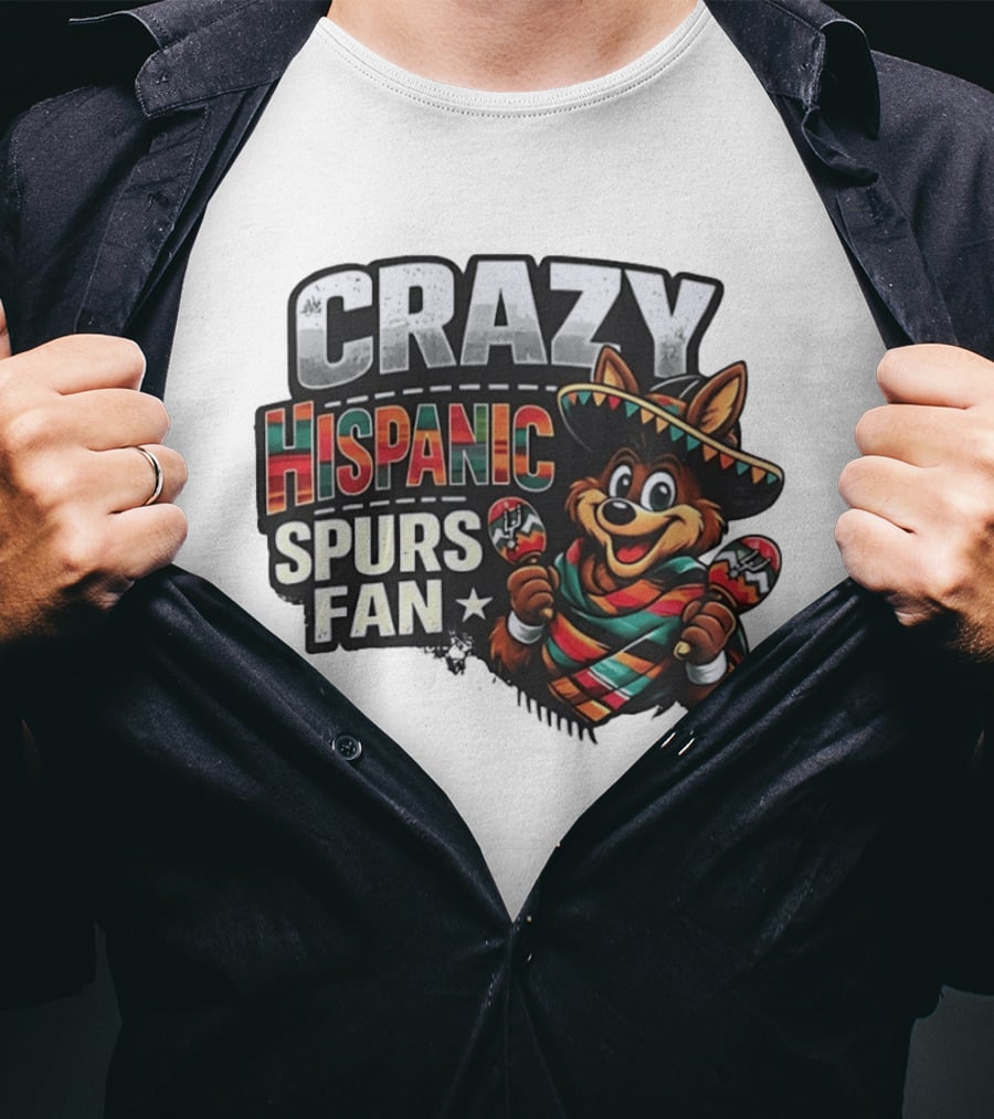 San Antonio Spurs Crazy Hispanic Spurs Fan Fiesta Coyote With Sombrero And Maracas T-Shirt