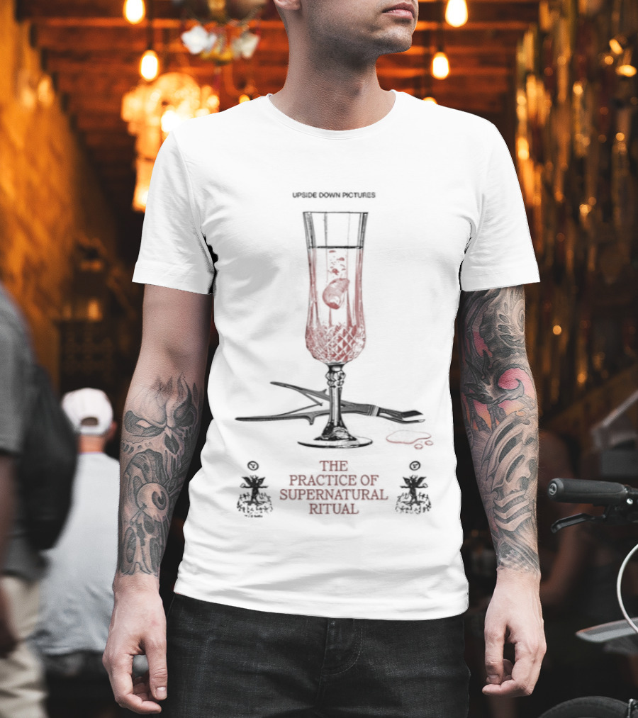 Upside Down Pictures The Practice Of Supernatural Ritual With Hourglass And Skull T-Shirt