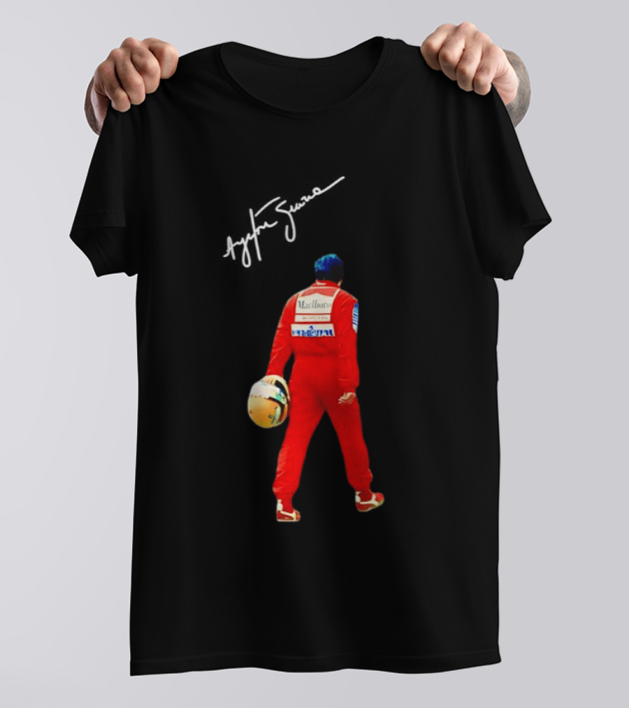 Ayrton Senna Racing Motorsport Legend Marlboro McLaren F1 Driver Iconic Branding T-Shirt