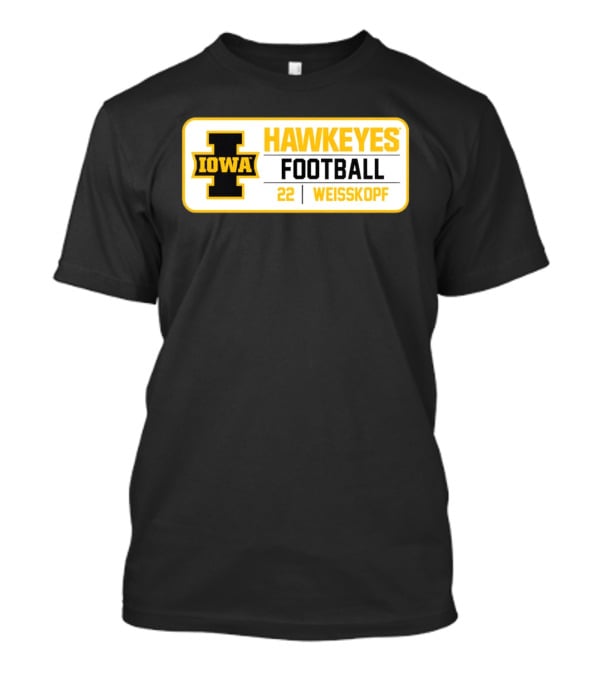 Iowa Hawkeyes Football 22 Weisskopf Black Gold T-Shirt