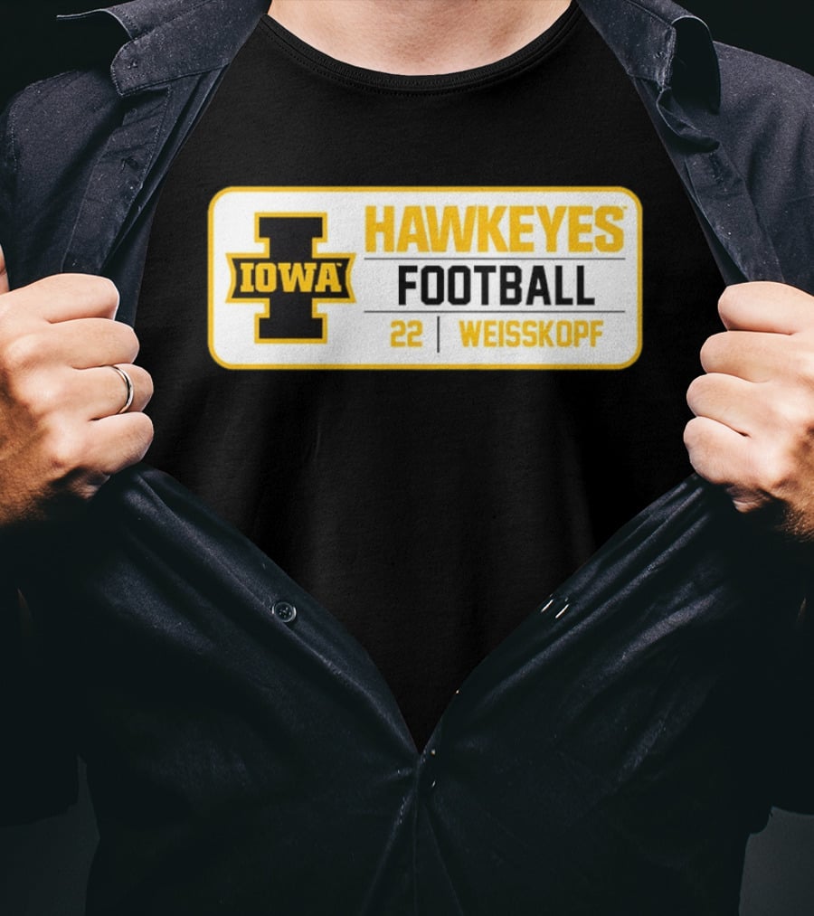 Iowa Hawkeyes Football 22 Weisskopf Black Gold T-Shirt