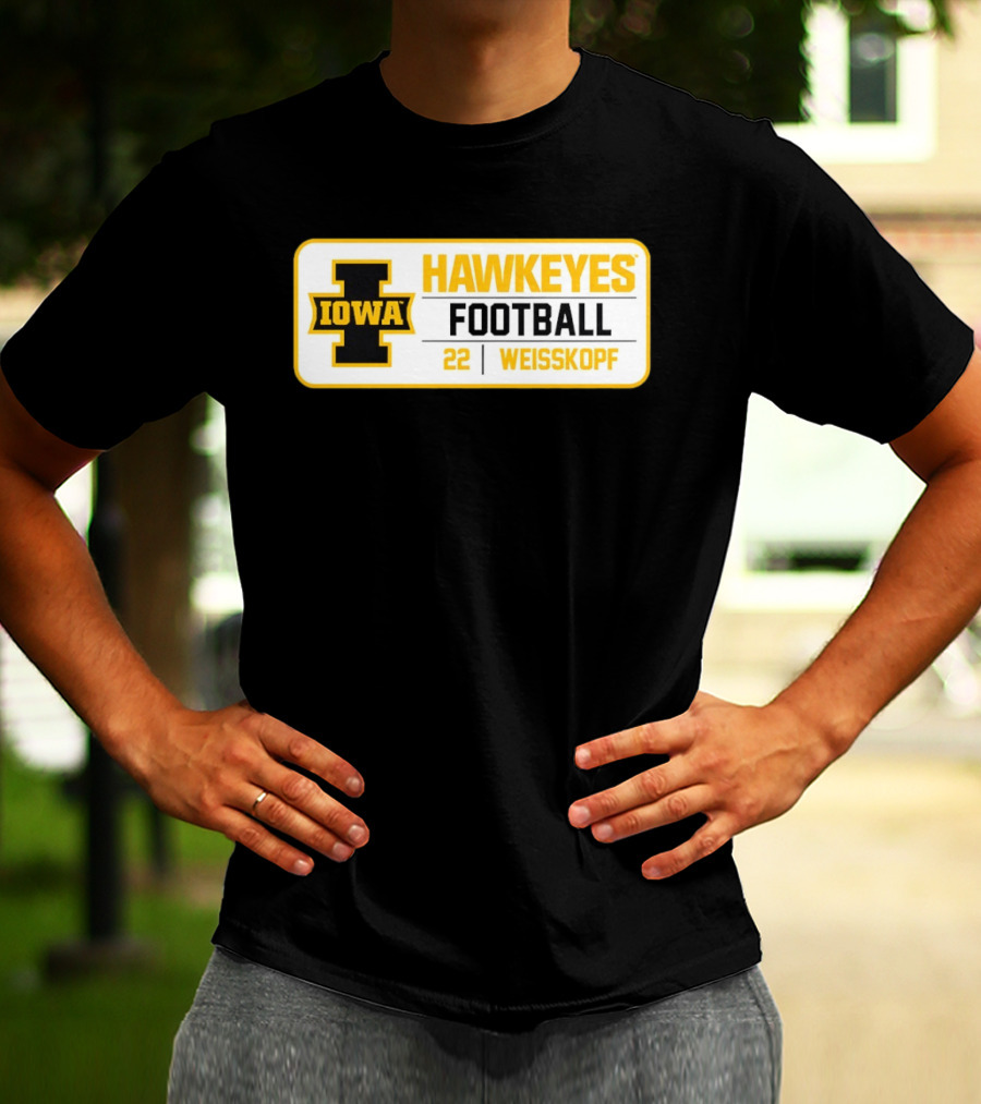 Iowa Hawkeyes Football 22 Weisskopf Black Gold T-Shirt