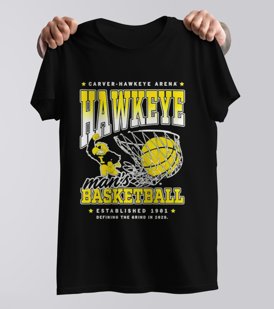 Carver Hawkeye Arena Man's Basketball Defining The Grind In 2023 Established 1901 T-Shirt