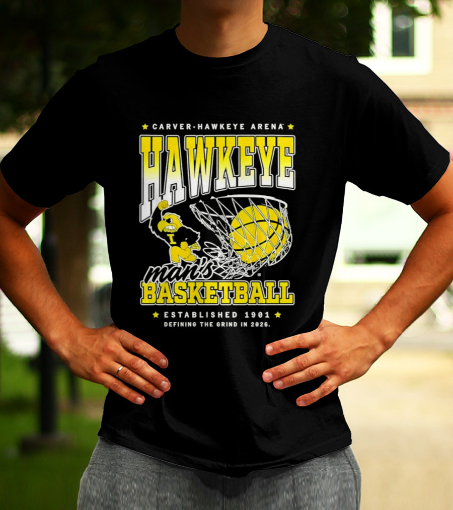 Carver Hawkeye Arena Man's Basketball Defining The Grind In 2023 Established 1901 T-Shirt