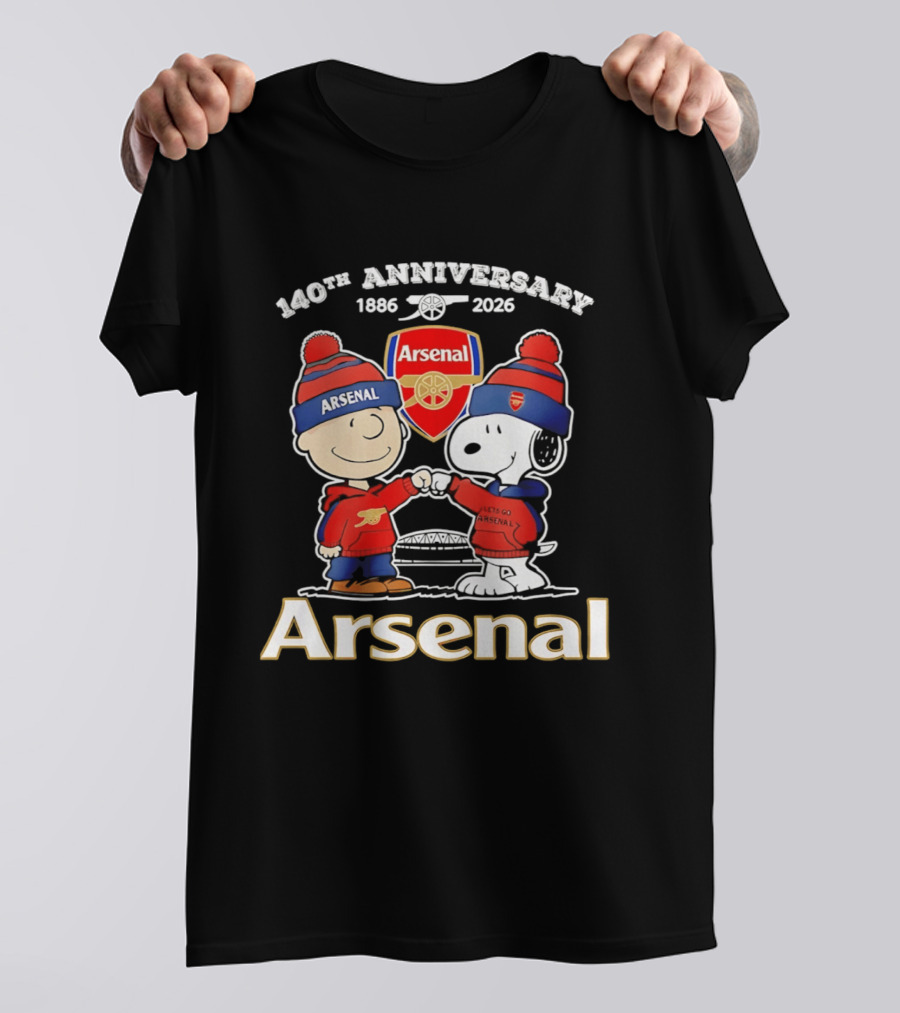 Charlie Brown Snoopy Arsenal 140th Anniversary 1886 2026 T-Shirt