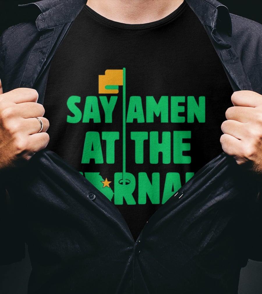 Say Amen At The Cornah Golf Flag Star Motif T-Shirt