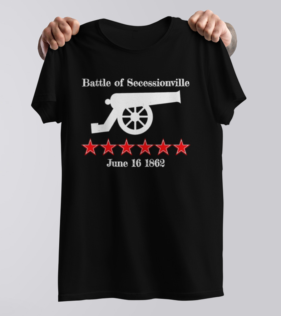 Battle Of Secessionville June 16 1862 War Cannon Six Red Stars T-Shirt