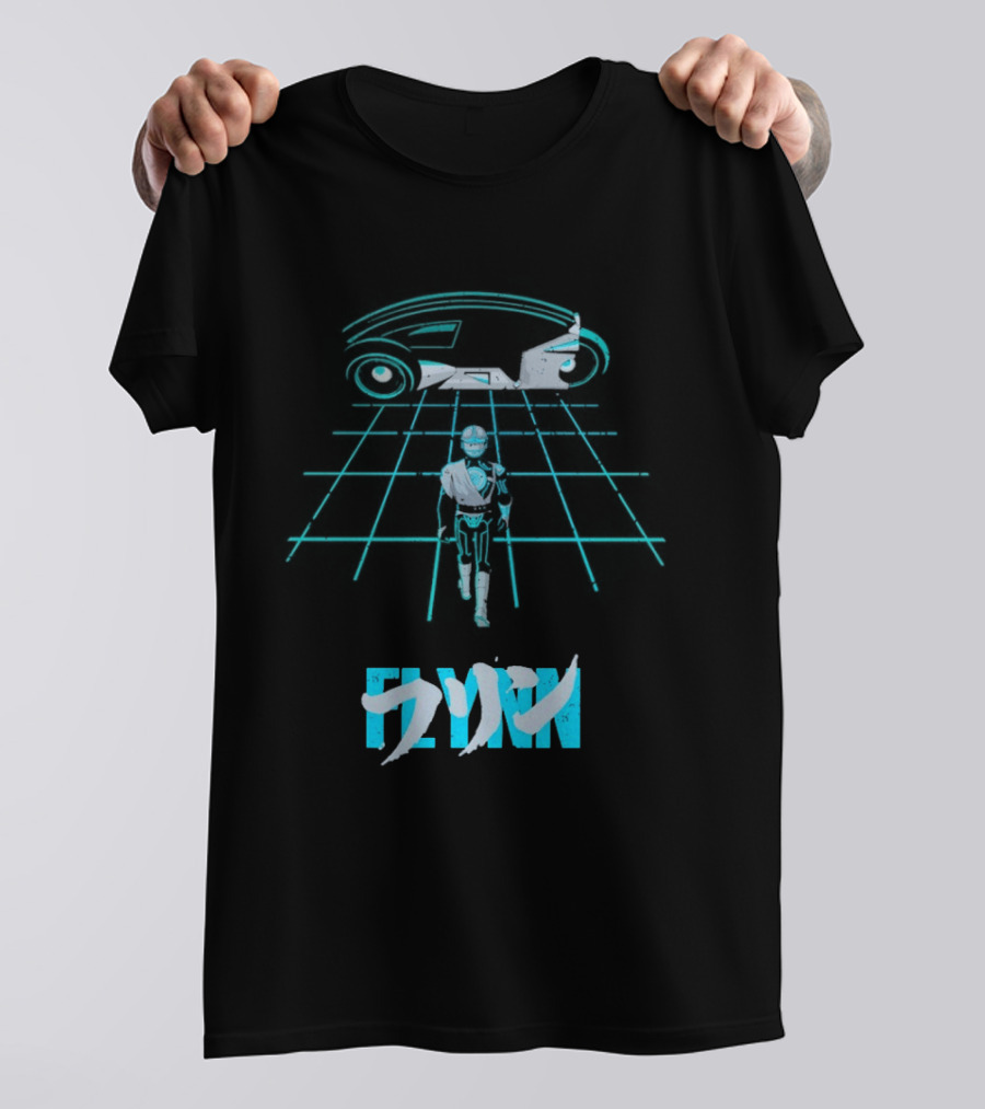 The Grid Rider Light Cycle Tron 1982 Movie Tron Kanji T-Shirt