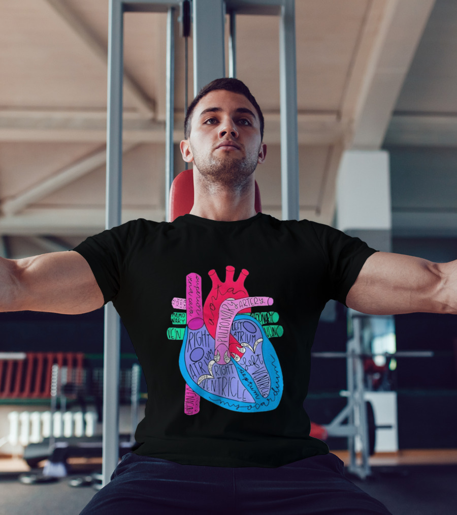 Heart Anatomy Aorta Pulmonary Artery Superior Vena Cava Right Atrium Ventricle Diagram T-Shirt