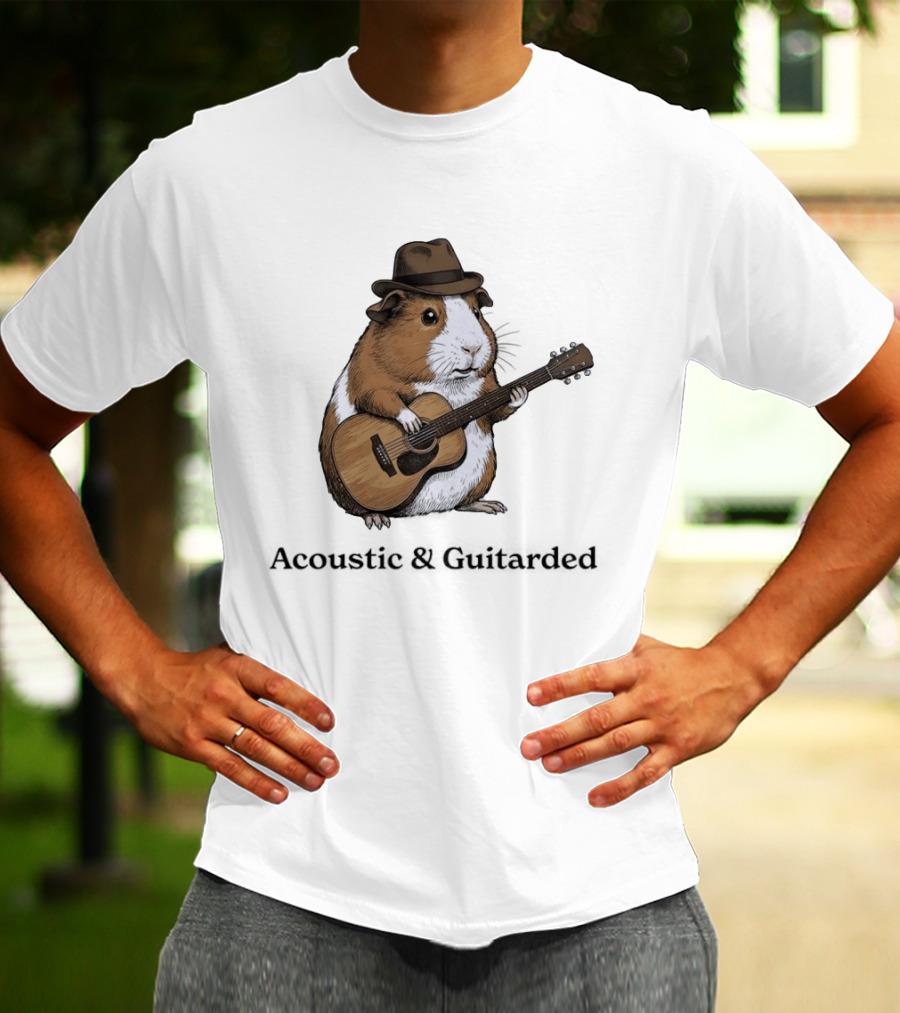 Capybara With Acoustic Guitar And Cowboy Hat Coustic Guitarded T-Shirt