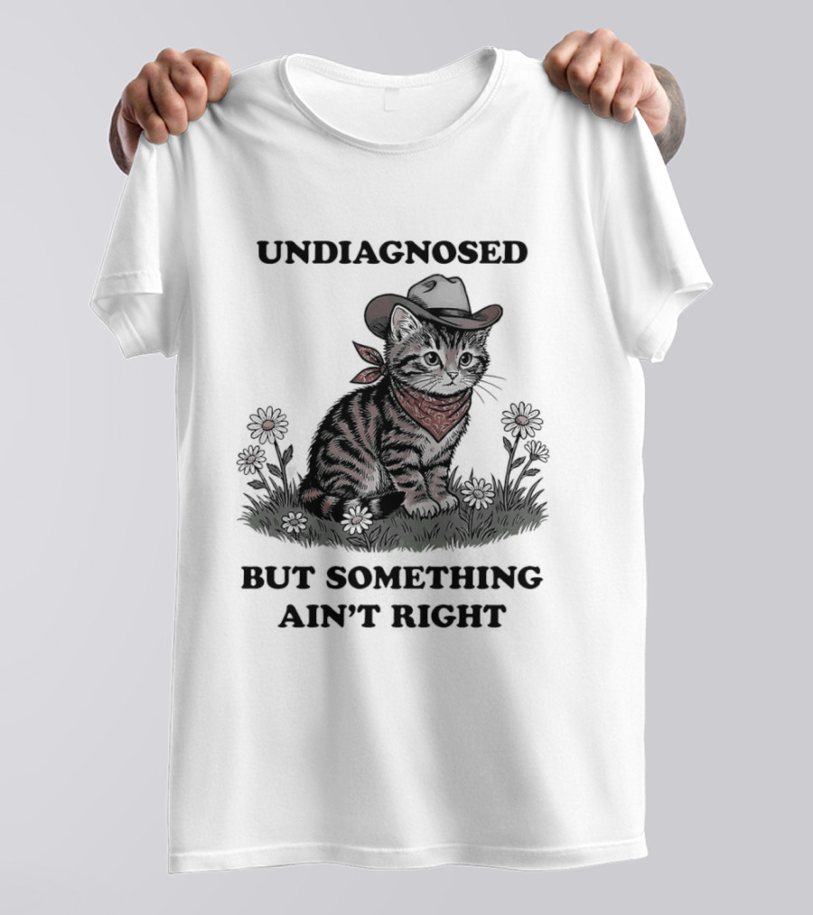Undiagnosed Cat Wearing Cowboy Hat But Something Ain't Right T-Shirt