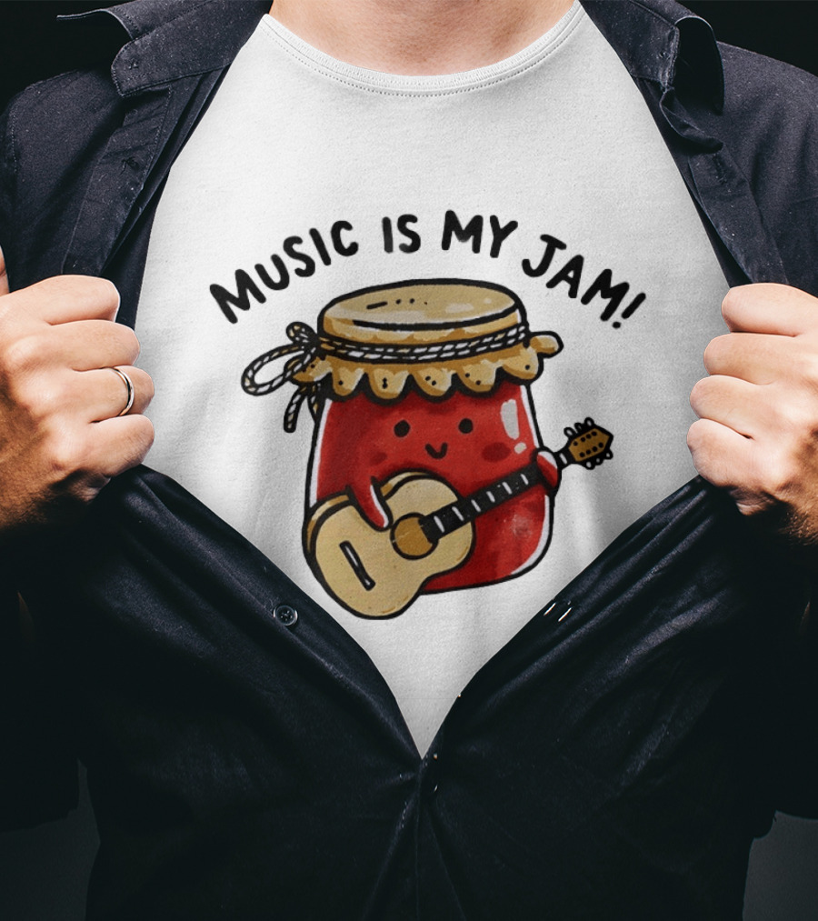 Jar Of Jam Playing Guitar Music Is My Jam T-Shirt