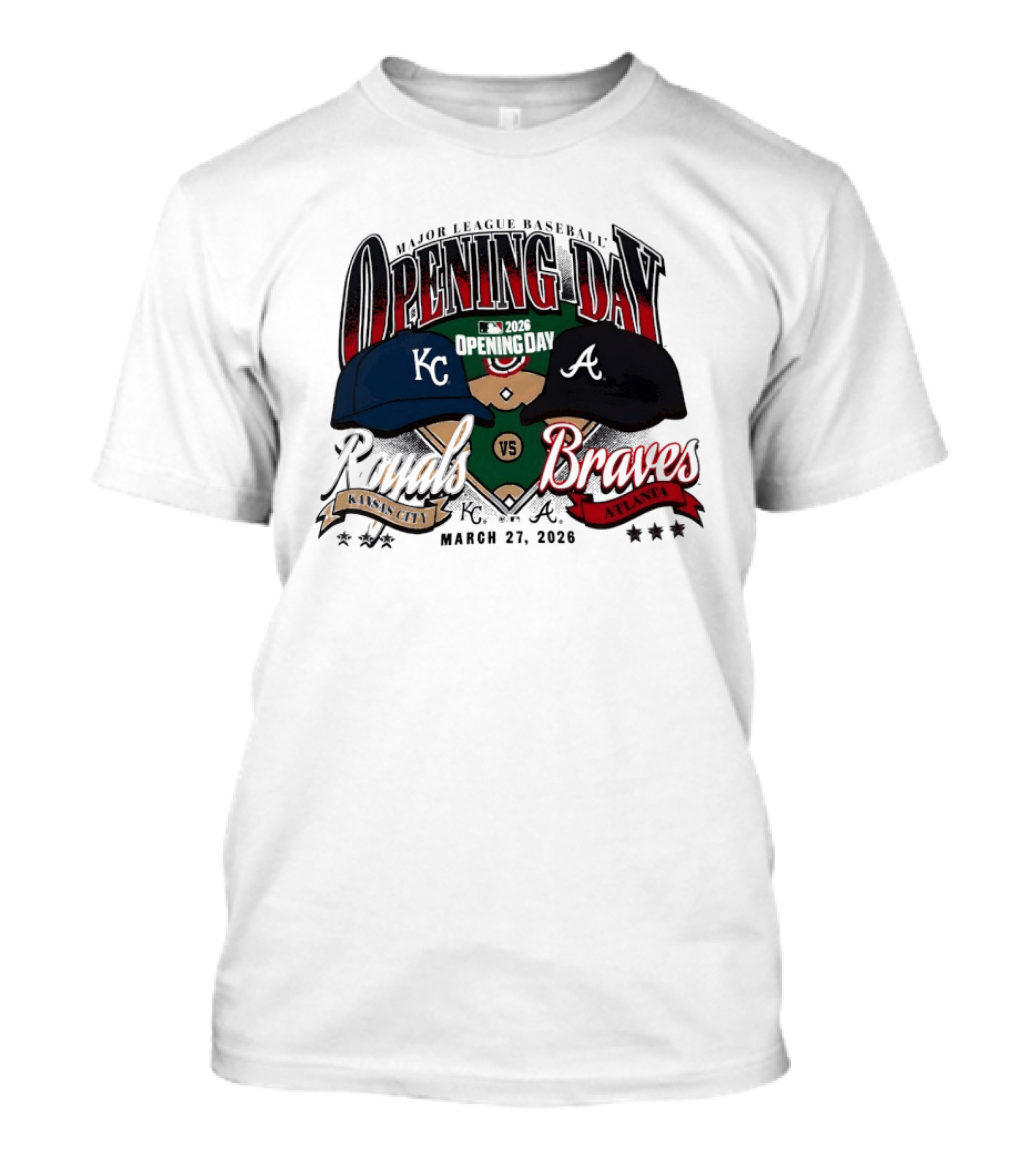 Kansas City Royals Vs Atlanta Braves Major League Baseball Opening Day March 27 2026 T-Shirt
